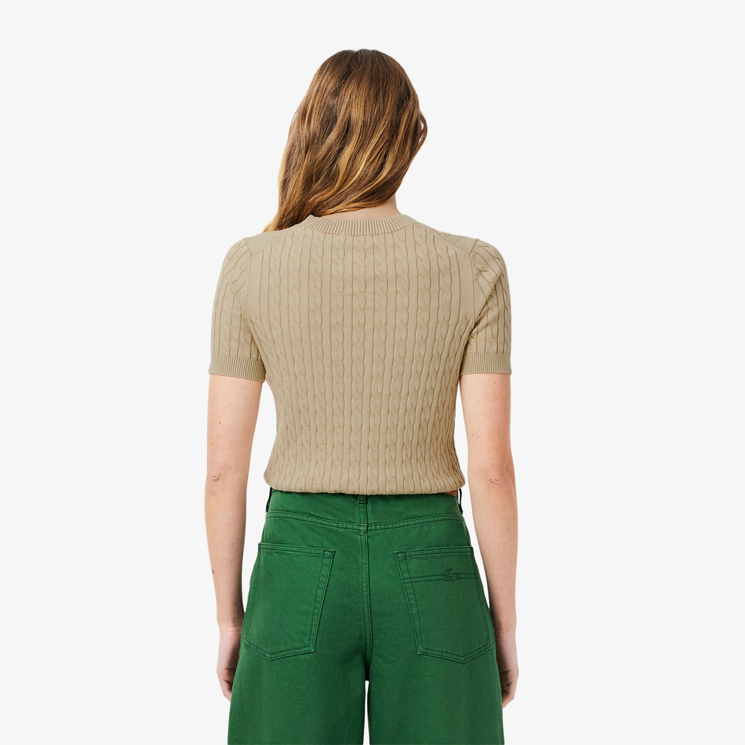Washed Effect Cable Knit Sweater - AF9277