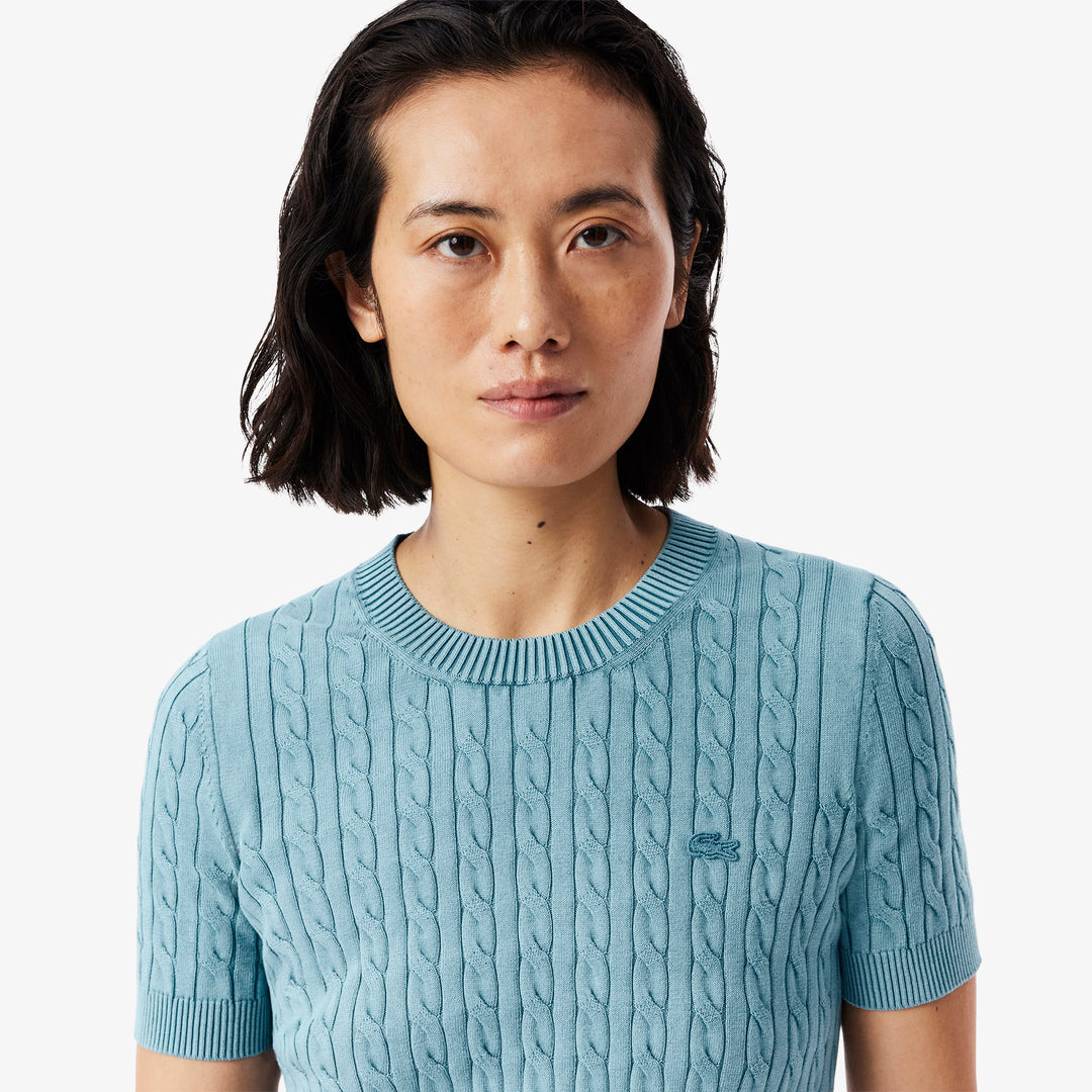 Washed Effect Cable Knit Sweater - AF9277