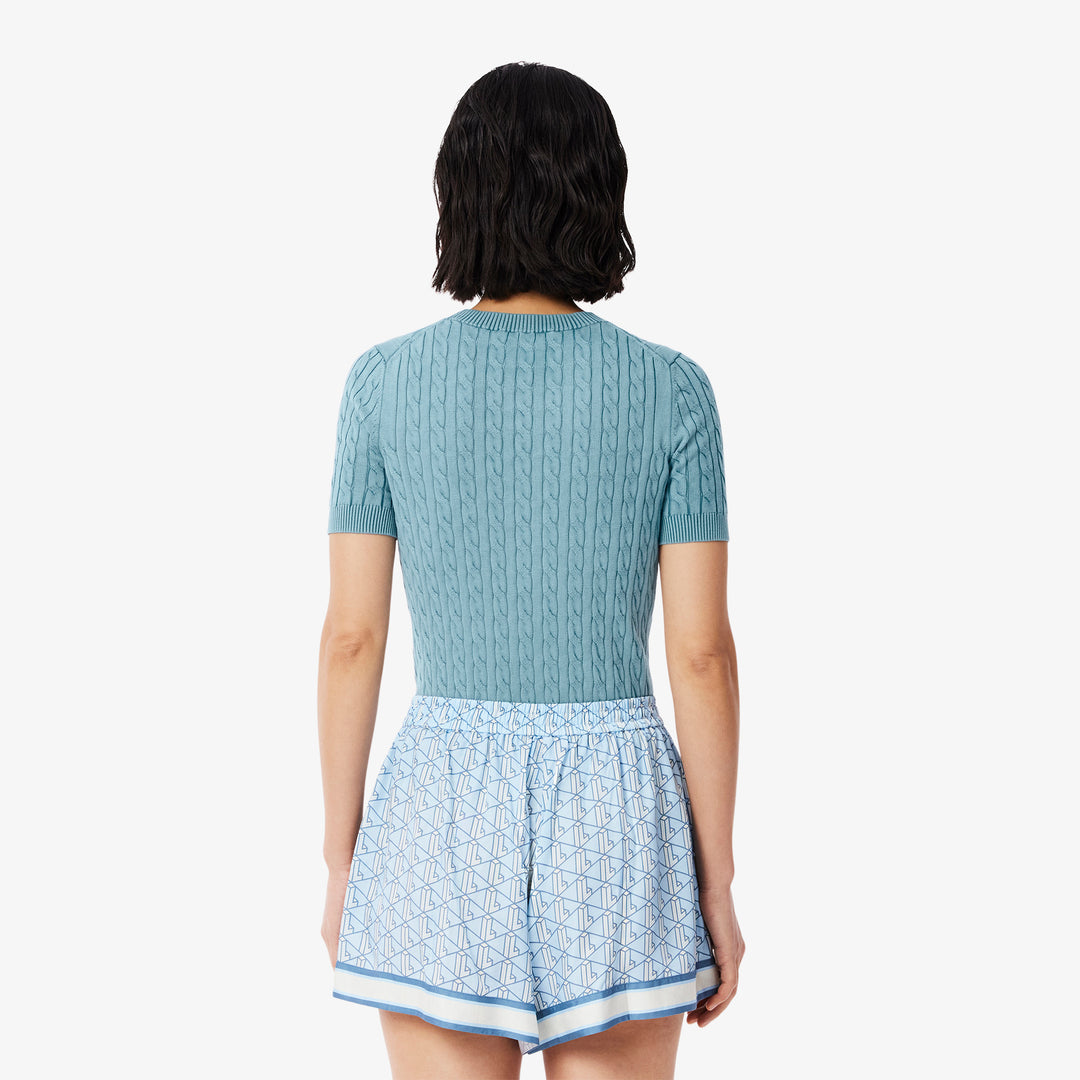 Washed Effect Cable Knit Sweater - AF9277