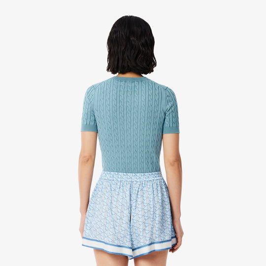 Washed Effect Cable Knit Sweater - AF9277