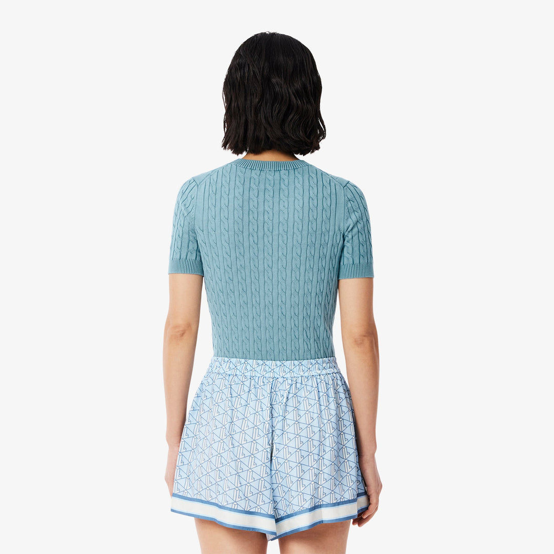 Washed Effect Cable Knit Sweater-AF9277