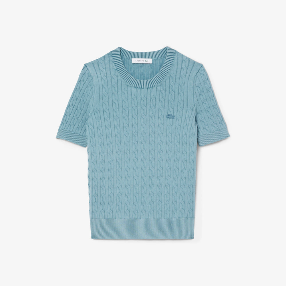 Washed Effect Cable Knit Sweater-AF9277