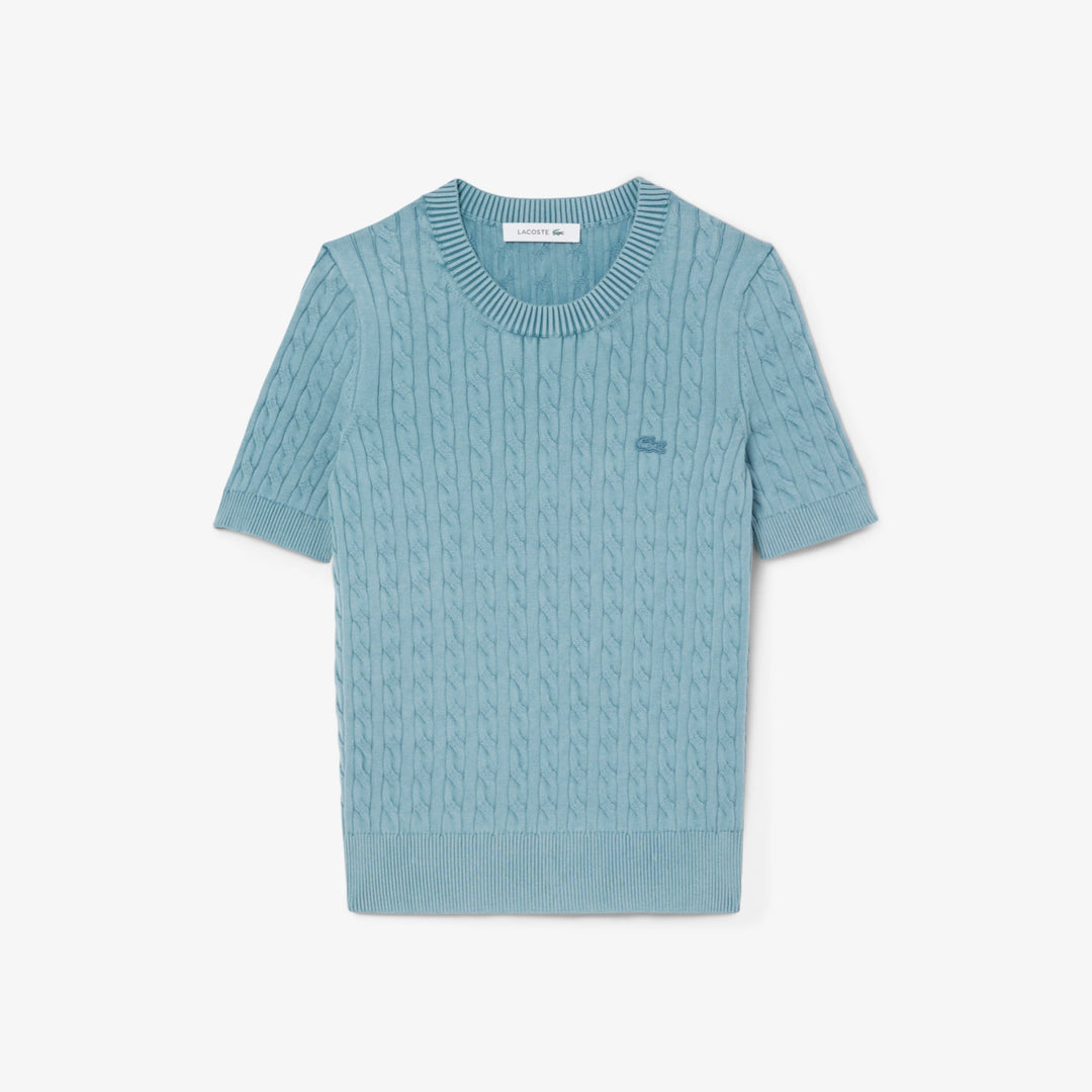 Washed Effect Cable Knit Sweater-AF9277