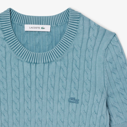 Washed Effect Cable Knit Sweater-AF9277