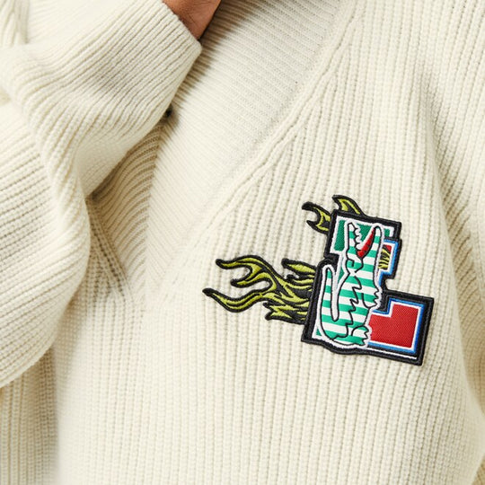 Women's Lacoste Holiday V-Neck Wool Sweater - AF9557
