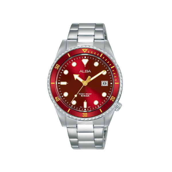 ACTIVE LADY RED DIAL SILVER STEEL 36MM - AG8L39X1