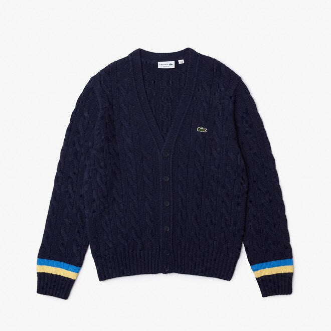 Men's Lacoste Classic Fit Contrast Striped Cardigan