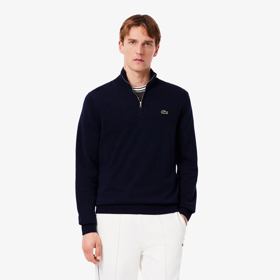 Zipped High Neck Cotton Sweater - AH1980