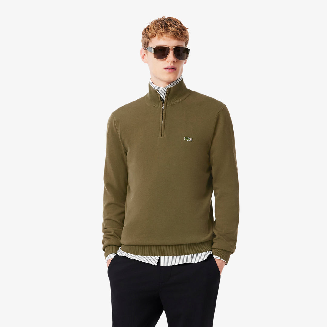 Zipped High Neck Cotton Sweater - AH1980