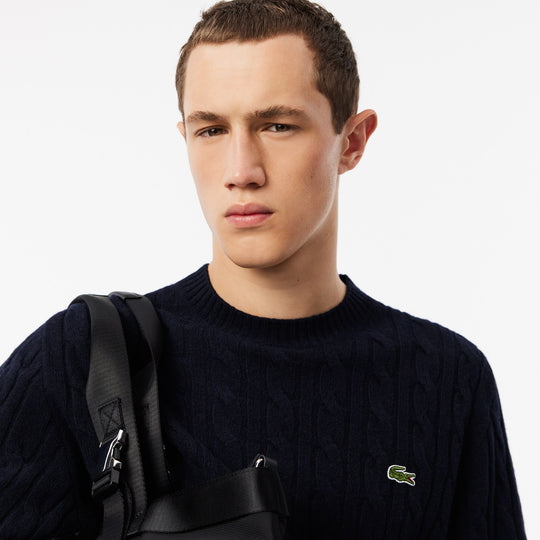 Cable Knit Carded Wool Crewneck Sweater - AH2924