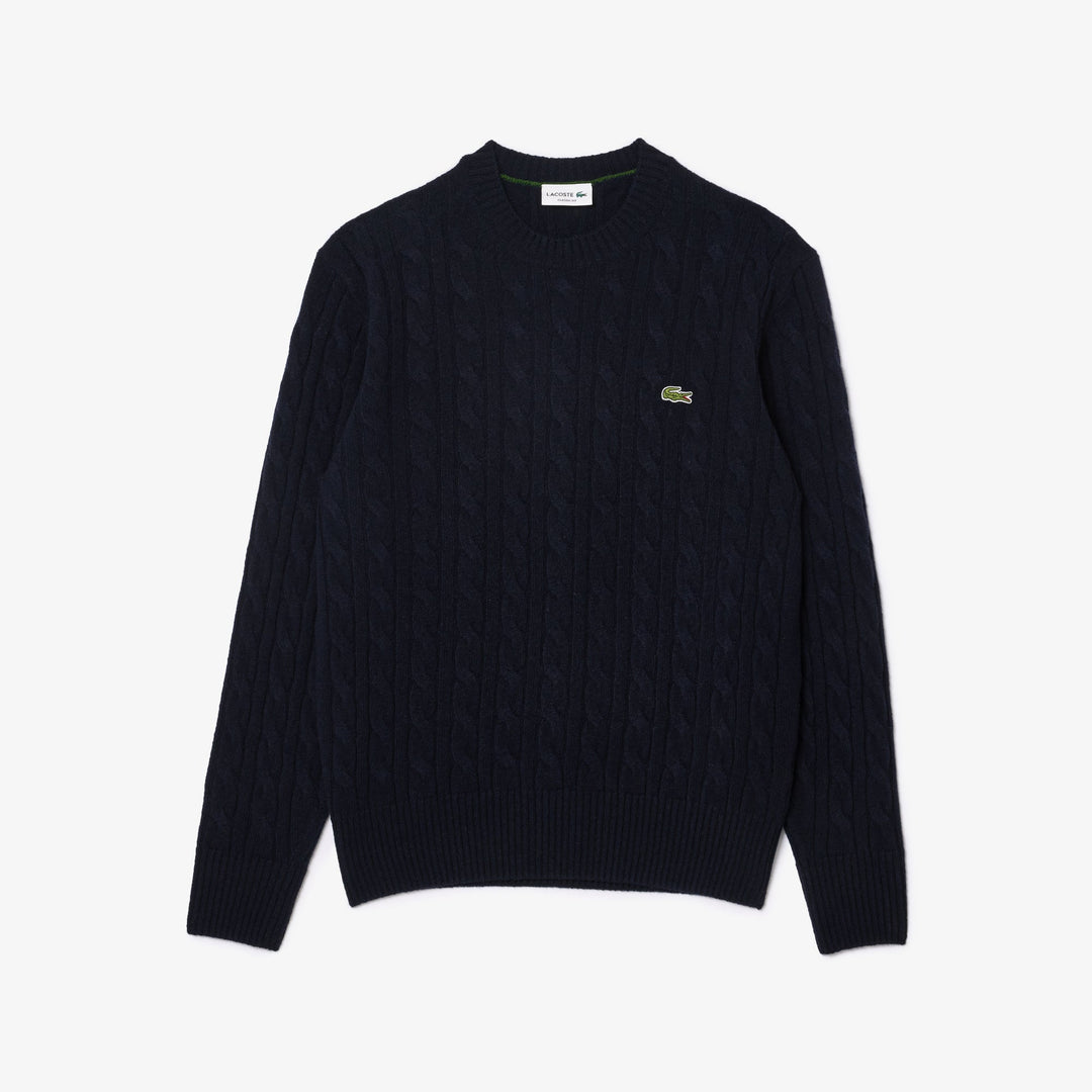 Cable Knit Carded Wool Crewneck Sweater - AH2924