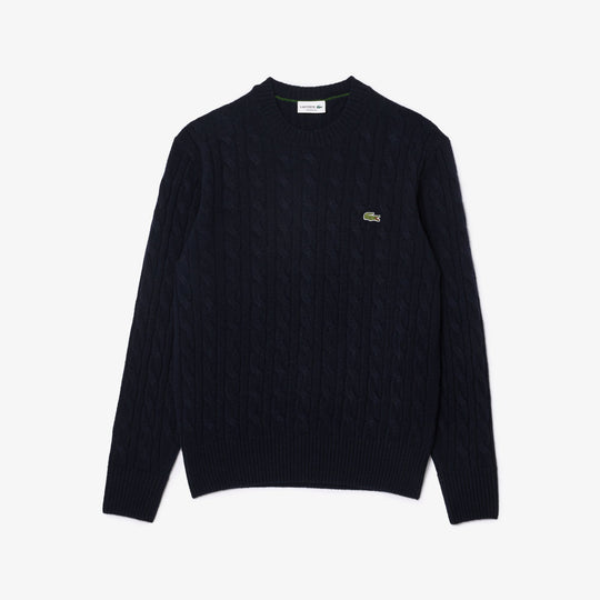 Cable Knit Carded Wool Crewneck Sweater - AH2924