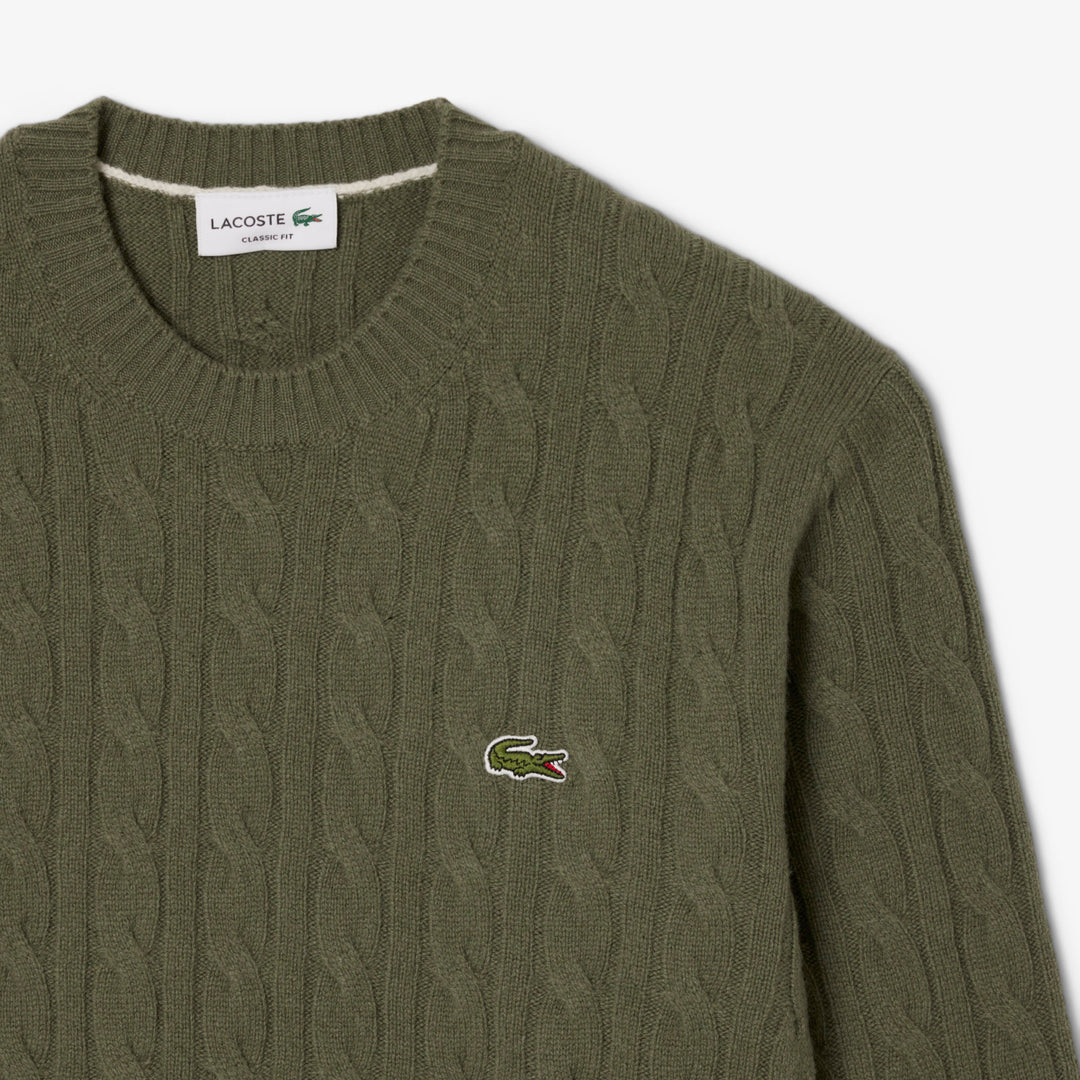 Cable Knit Carded Wool Crew Neck Sweater - AH2924