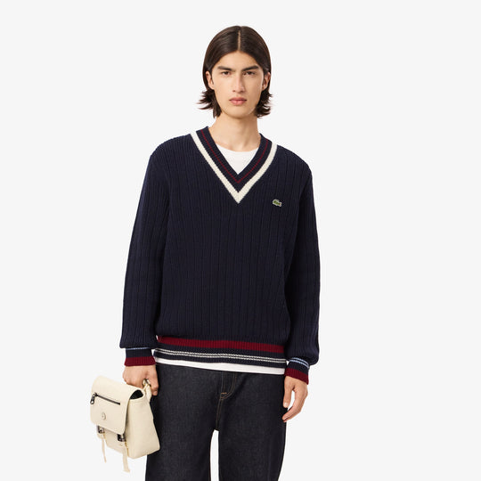 Tennis Style Carded Wool Sweater - AH3133