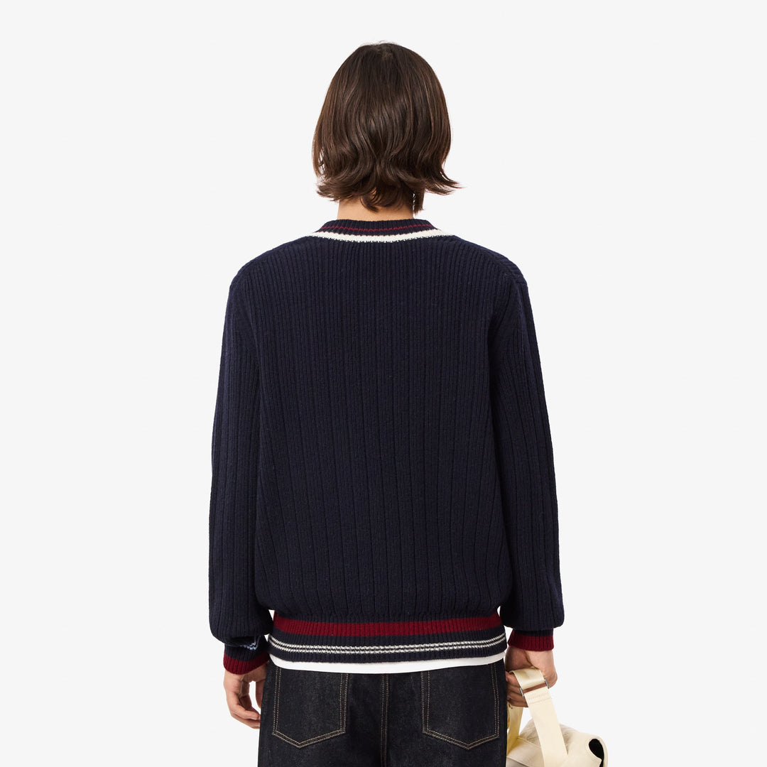 Tennis Style Carded Wool Sweater - AH3133