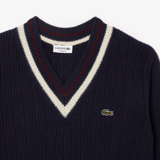 Tennis Style Carded Wool Sweater - AH3133