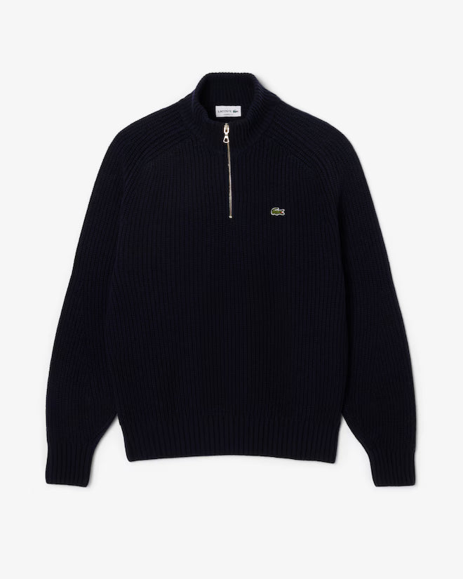 Zipped High Neck Carded Wool Sweater - AH3134