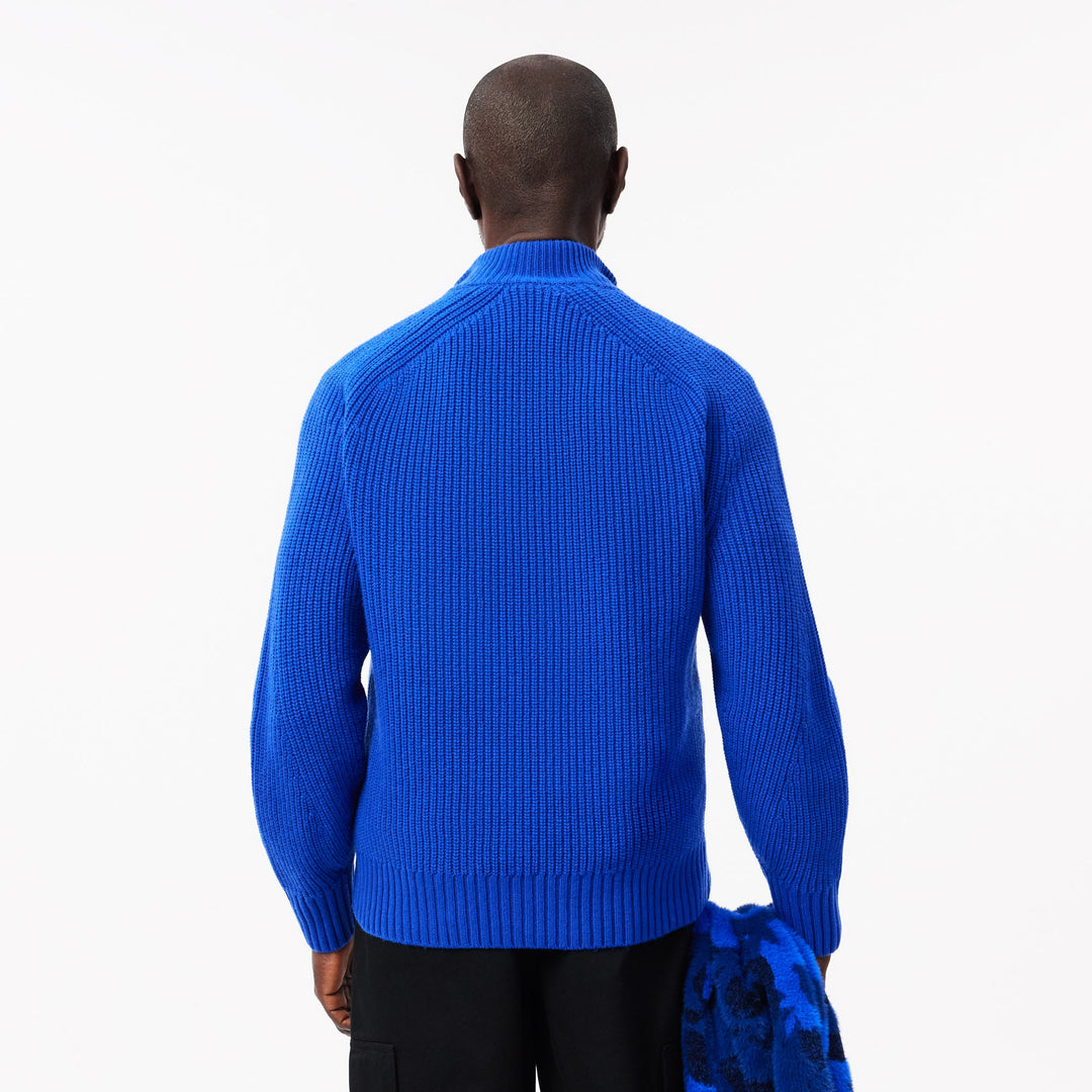 Zipped High Neck Carded Wool Sweater - AH3134