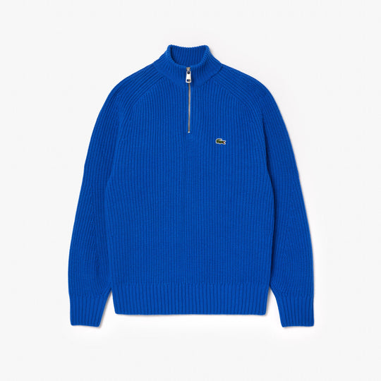 Zipped High Neck Carded Wool Sweater - AH3134