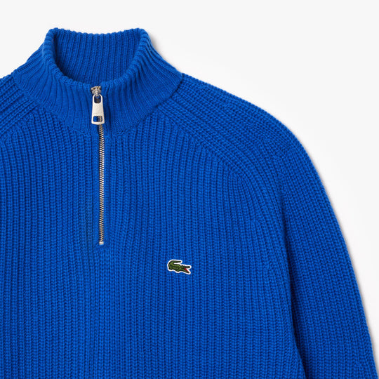 Zipped High Neck Carded Wool Sweater - AH3134