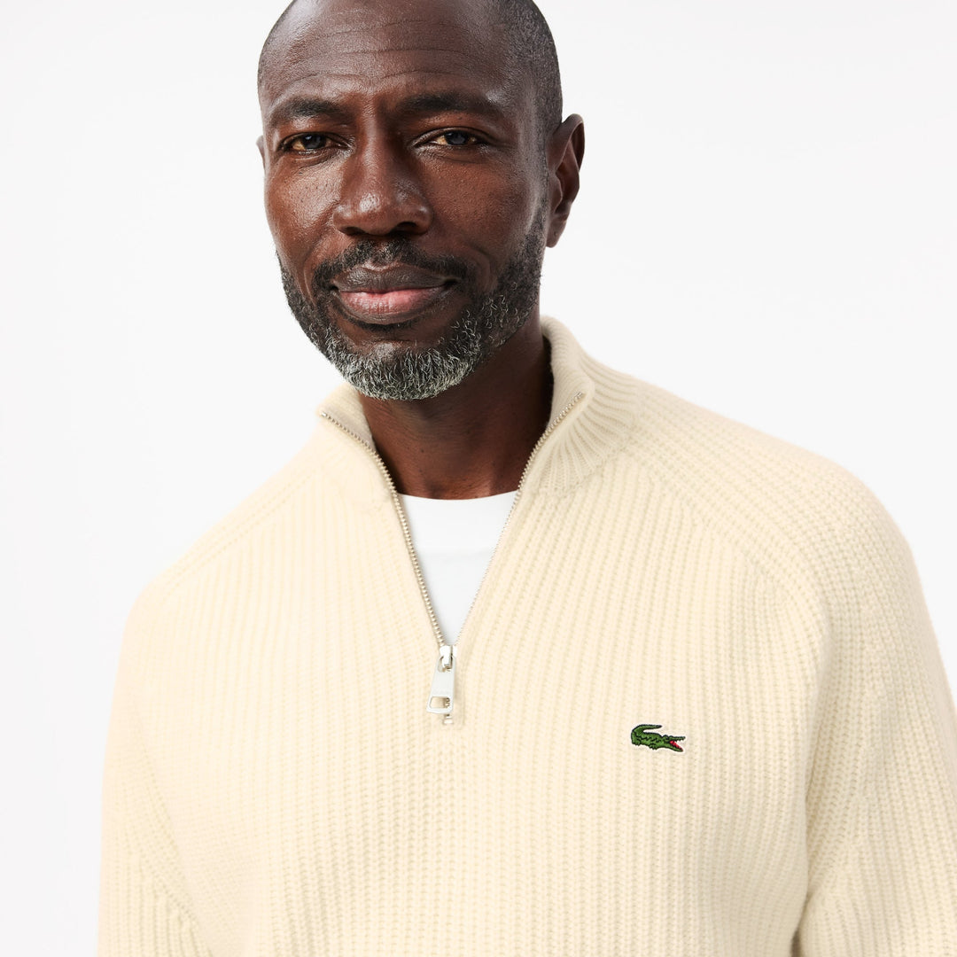 Zipped High Neck Carded Wool Sweater - AH3134