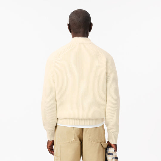 Zipped High Neck Carded Wool Sweater - AH3134