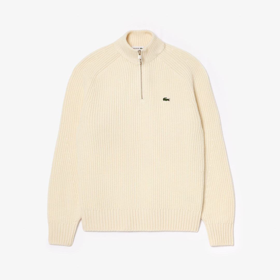 Zipped High Neck Carded Wool Sweater - AH3134