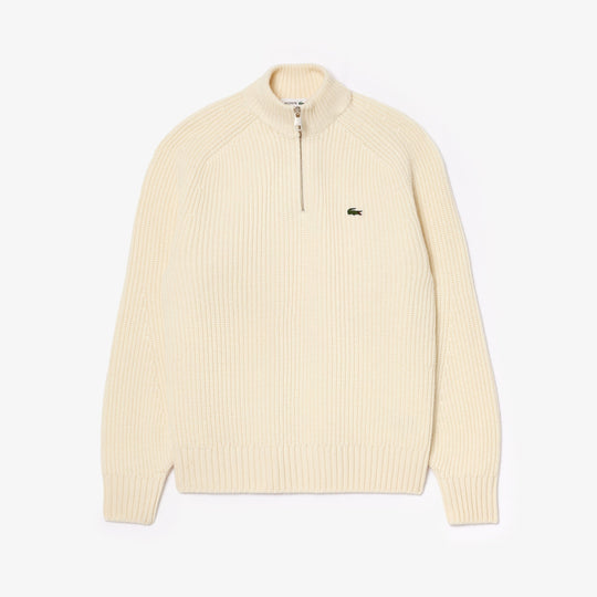 Zipped High Neck Carded Wool Sweater - AH3134