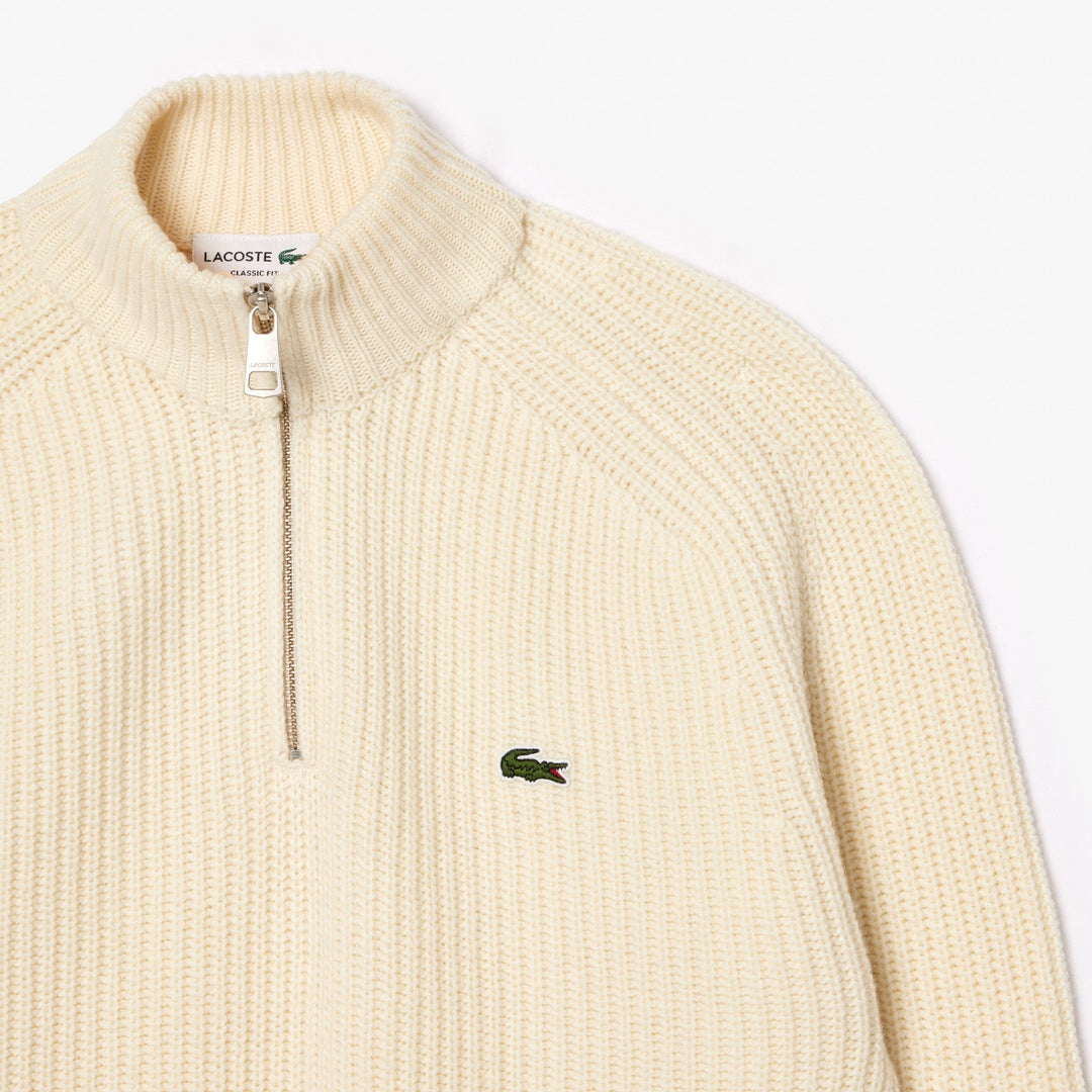 Zipped High Neck Carded Wool Sweater - AH3134