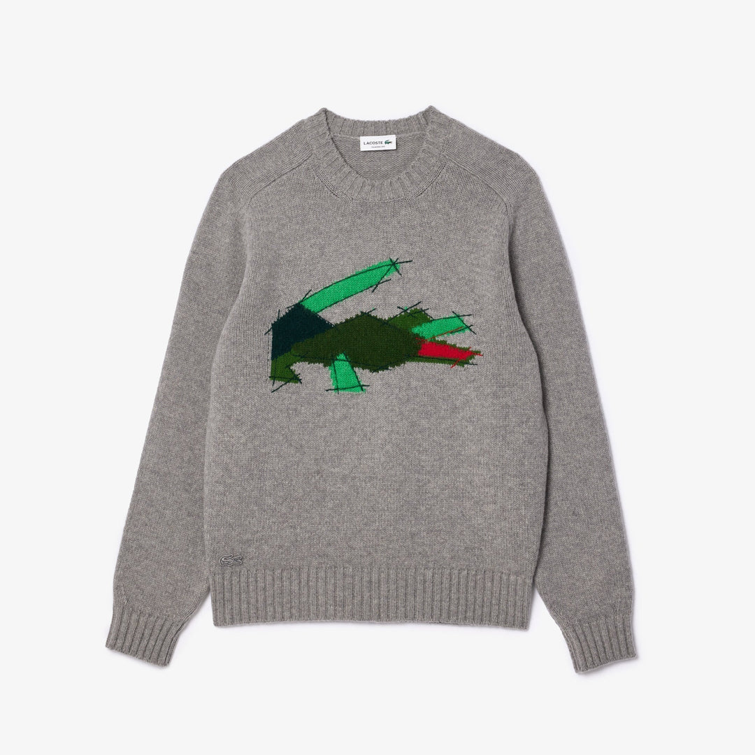 Crocodile Motif Carded Wool Sweater - AH3145