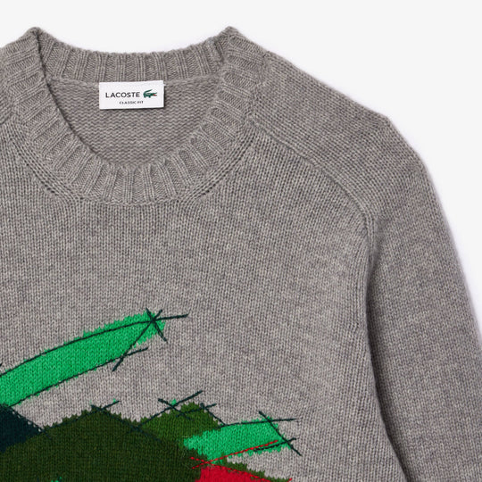 Crocodile Motif Carded Wool Sweater - AH3145