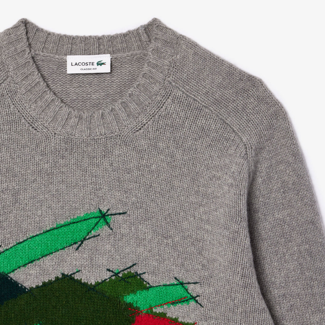 Crocodile Motif Carded Wool Sweater - AH3145