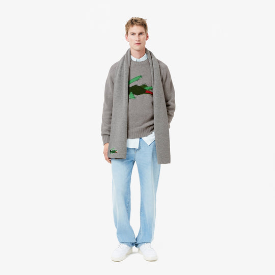 Crocodile Motif Carded Wool Sweater - AH3145