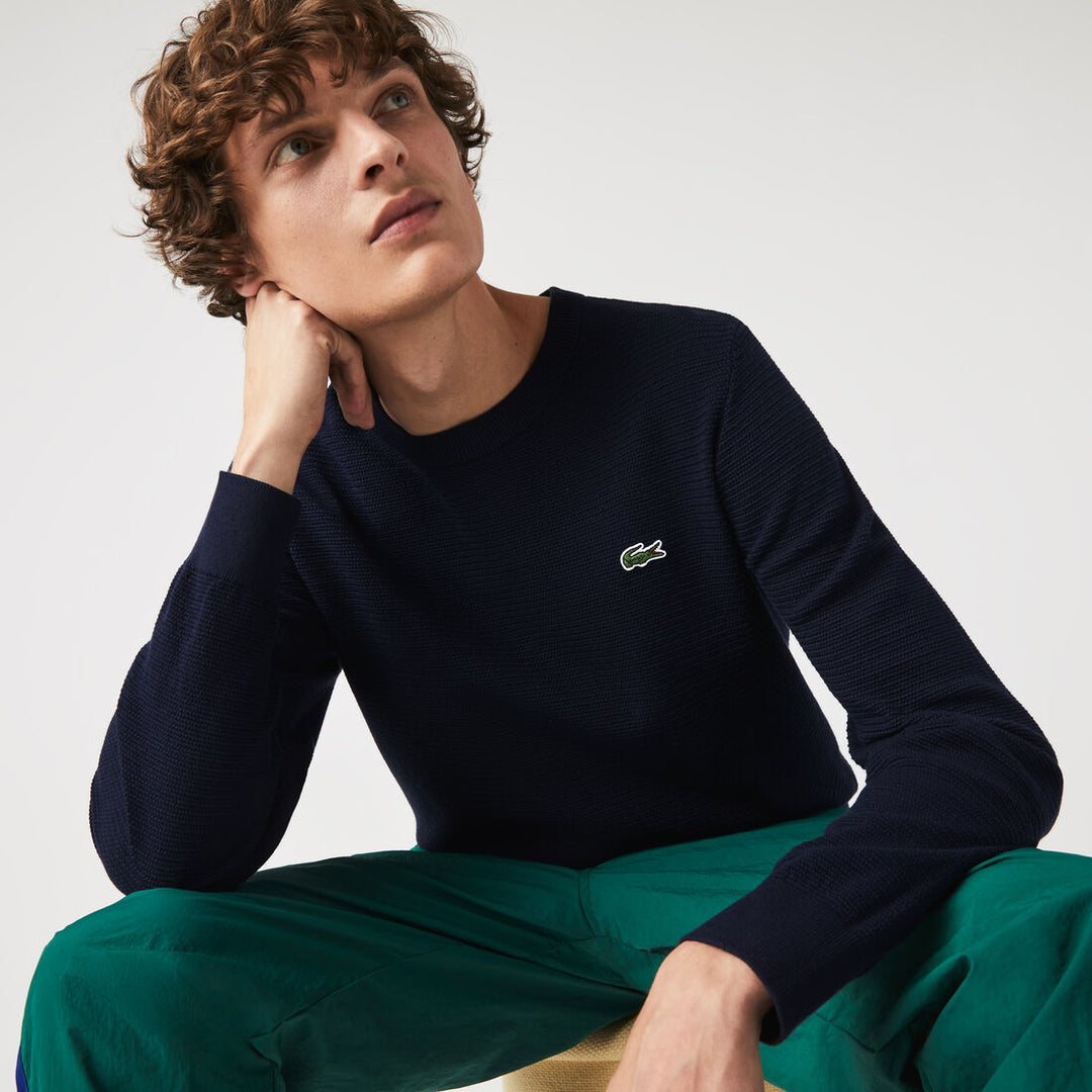 Men’s Crew Neck Textured Organic Cotton Sweater - AH6800