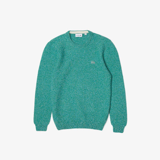 Men’s Crew Neck Heathered Effect Textured Wool Sweater