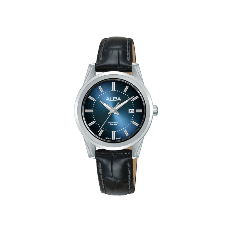PRESTIGE BLUE DIAL BLK LEATHER 30MM -AH7EF7X1