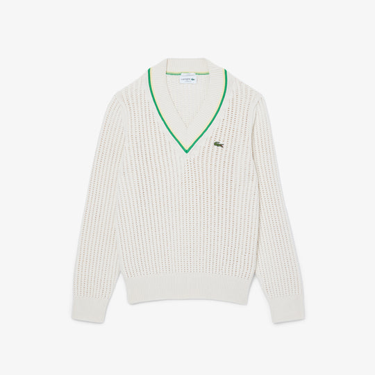 V Neck Striped Tennis Sweater - AH9303