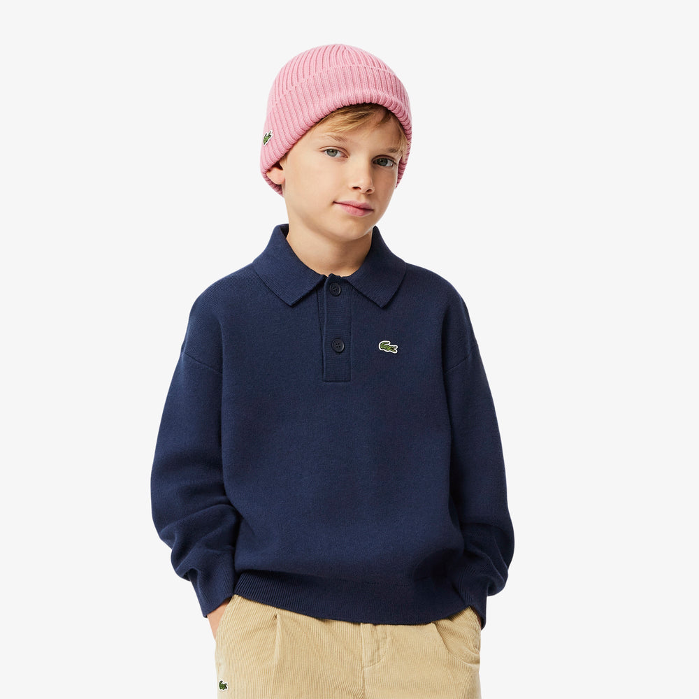 Cotton and Wool Blend Long Sleeved Polo - AJ2461