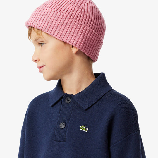 Cotton and Wool Blend Long Sleeved Polo - AJ2461