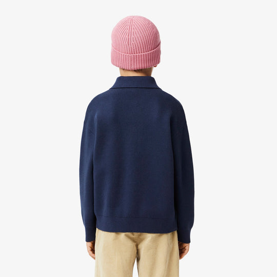 Cotton and Wool Blend Long Sleeved Polo - AJ2461