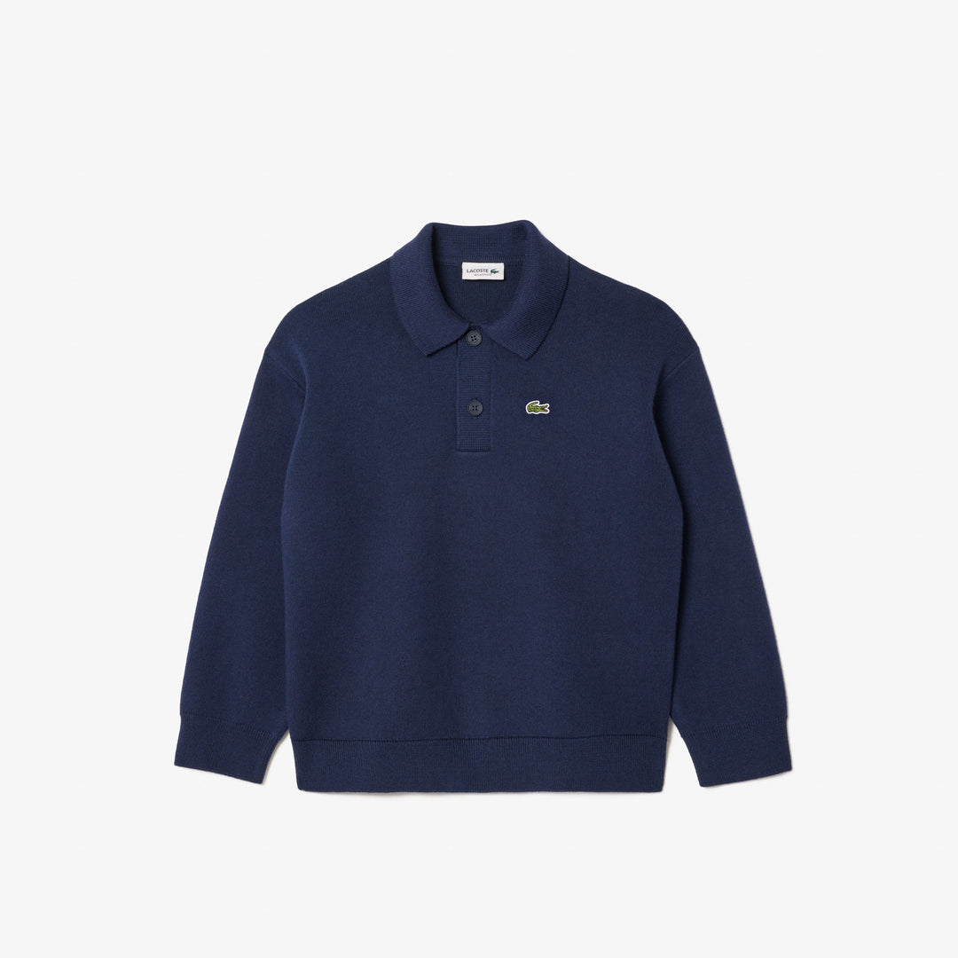 Cotton and Wool Blend Long Sleeved Polo - AJ2461