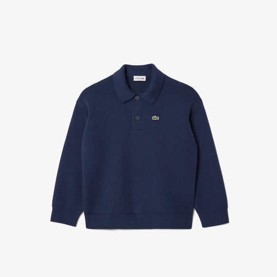 Cotton and Wool Blend Long Sleeved Polo - AJ2461