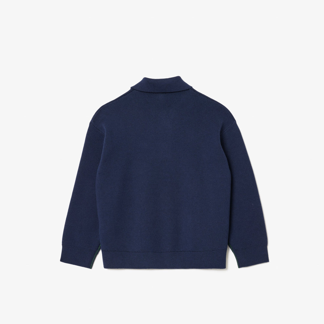 Cotton and Wool Blend Long Sleeved Polo - AJ2461