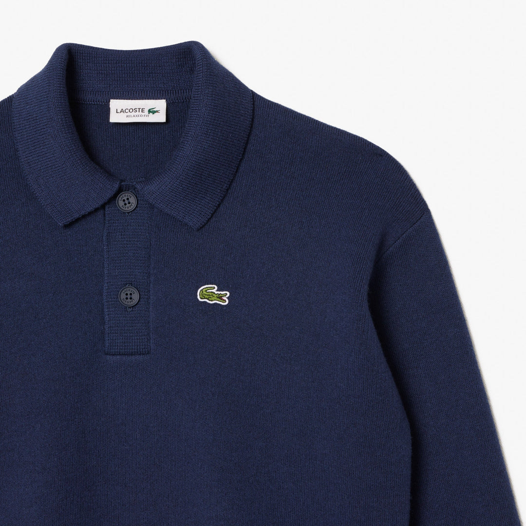 Cotton and Wool Blend Long Sleeved Polo - AJ2461