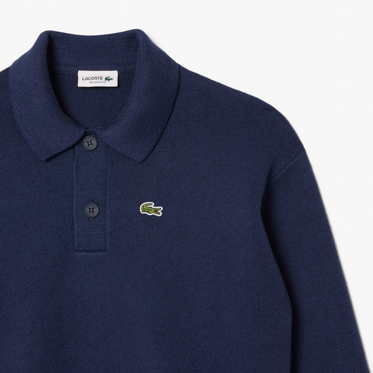 Cotton and Wool Blend Long Sleeved Polo - AJ2461