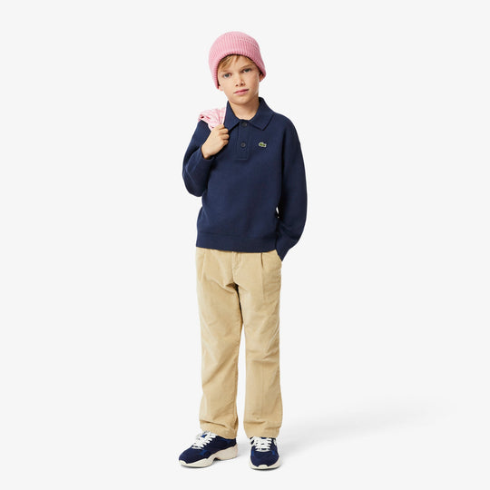 Cotton and Wool Blend Long Sleeved Polo - AJ2461