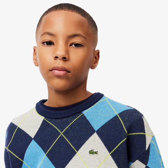 Cotton and Wool Argyle Jacquard Sweater - AJ2485