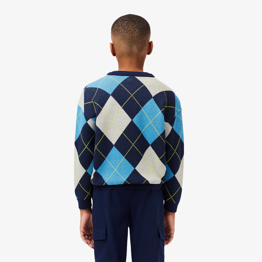 Cotton and Wool Argyle Jacquard Sweater - AJ2485