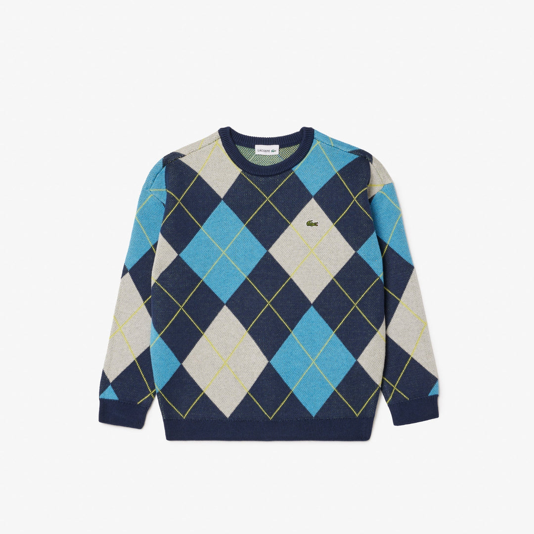 Cotton and Wool Argyle Jacquard Sweater - AJ2485