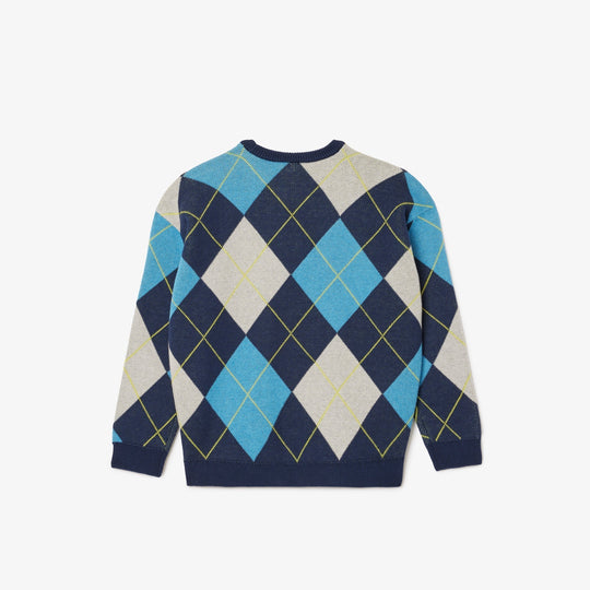 Cotton and Wool Argyle Jacquard Sweater - AJ2485